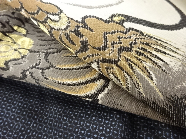  アンティーク　龍模様織り出し肩裏本場泥大島紬100亀甲男物羽織